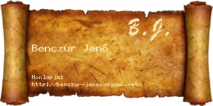 Benczur Jenő névjegykártya
